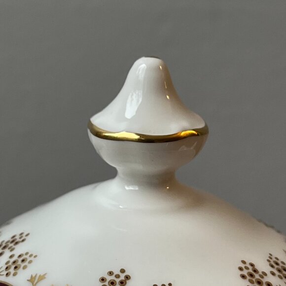 Vintage COALPORT Burgundy Lidded Sugar Bowl Bone China England Gold Grapes Vine - Picture 6 of 13